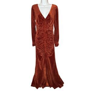 Unique Vintage Burnt Orange Velvet Gown